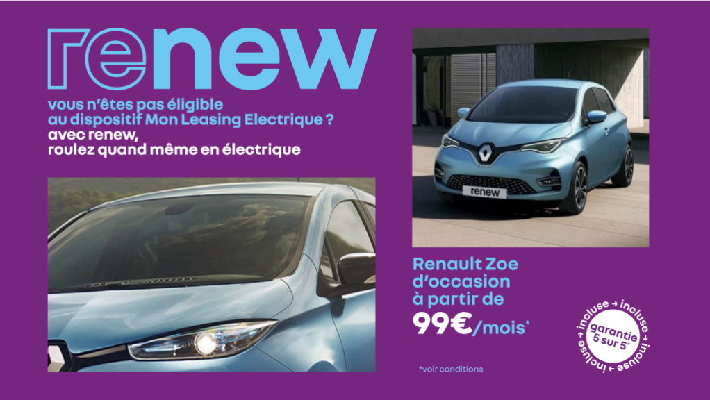 Renault ZOE 41 kWh dès 99€/mois – Citadine électrique polyvalente