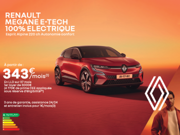 Mégane E-Tech 100% électrique dès 343€/mois 