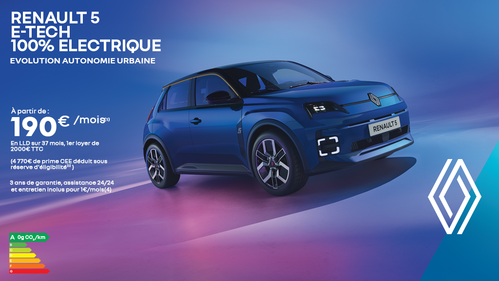 Renault 5 E-Tech 100% électrique dès 190€/mois 