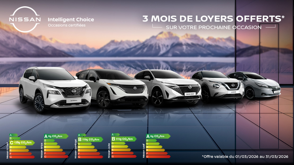 3 mois de loyers offerts sur une sélection de véhicules d’occasion