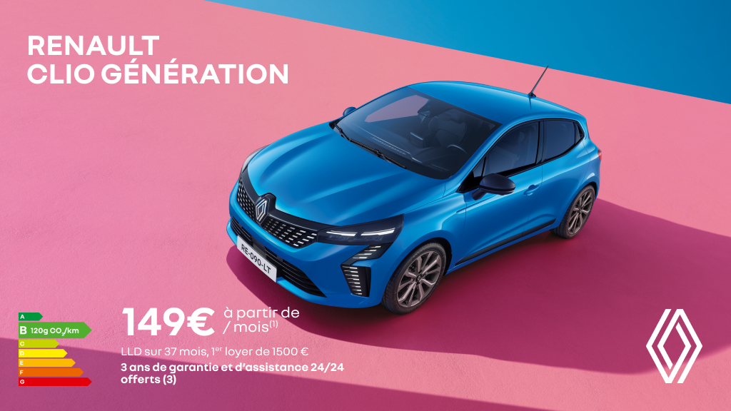 Renault Clio V ECO-G 100 dès 149€/mois + 2 loyers offerts  