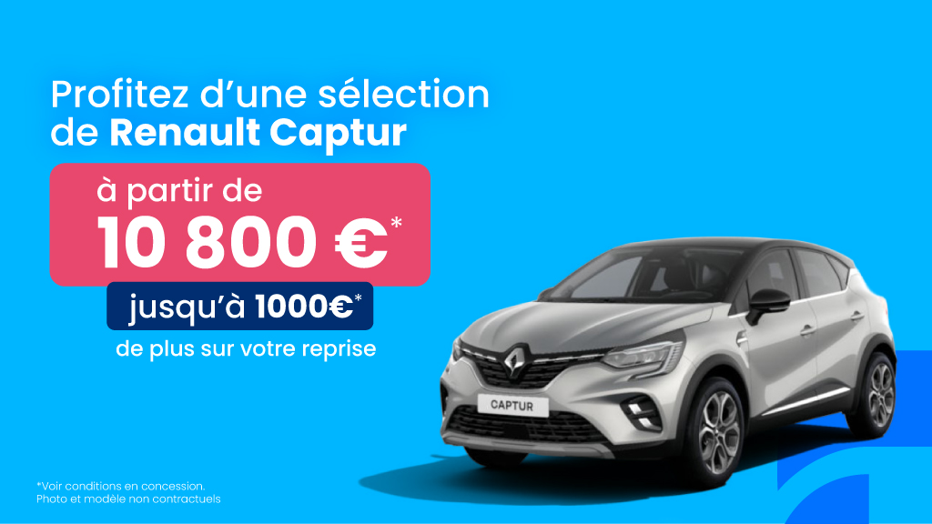 Offre Renault Captur Occasion dès 10 800€ + jusqu’à 1 000€ sur votre reprise