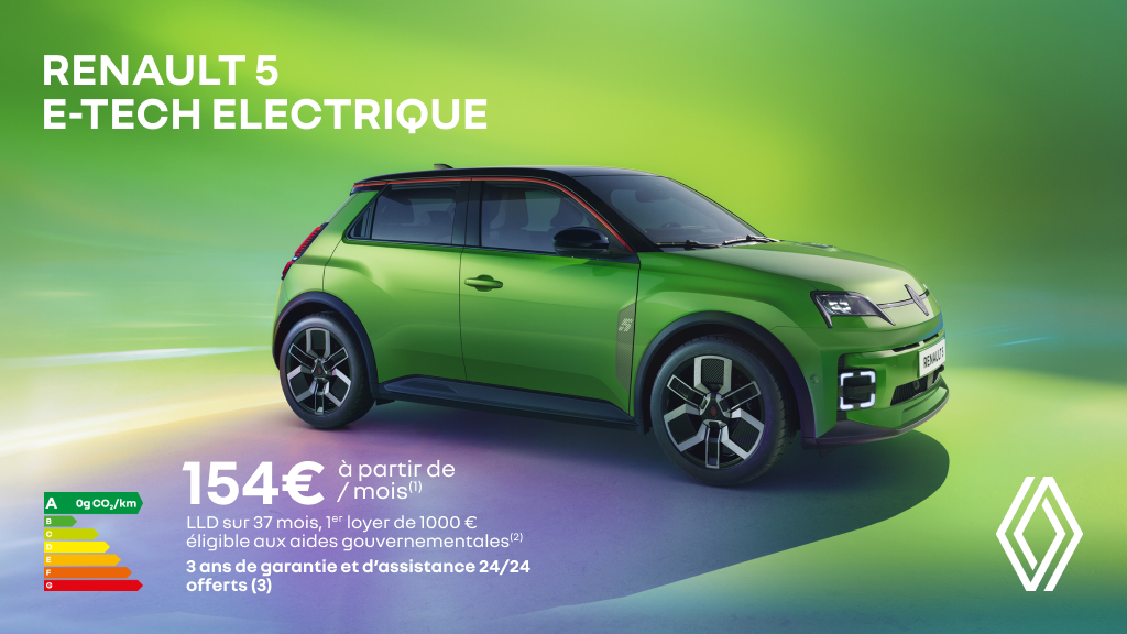 Renault 5 E-Tech 100% électrique dès 154€/mois 