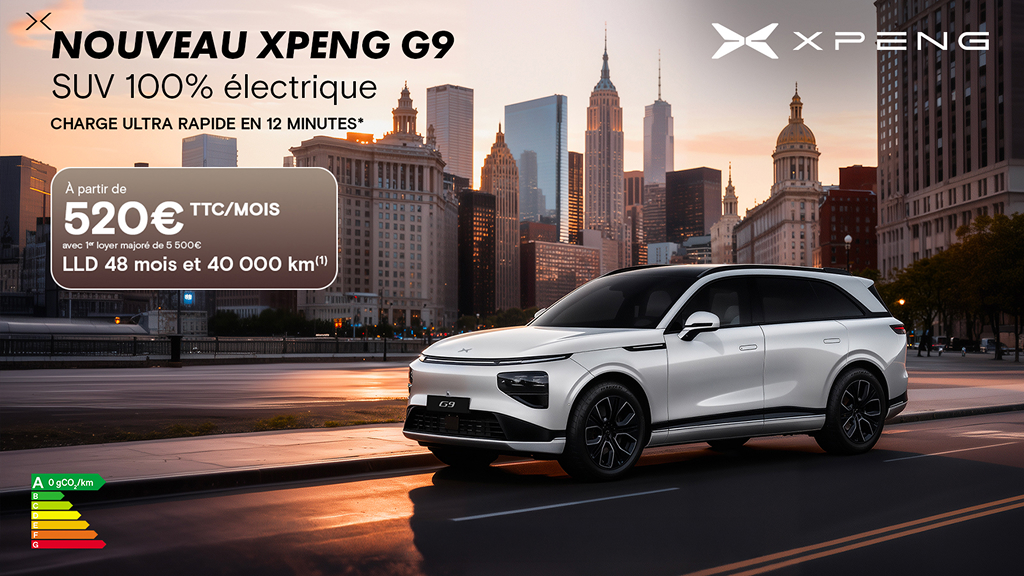 Nouveau XPENG G9 Autonomie Standard – LLD 48 mois à 520 €/mois