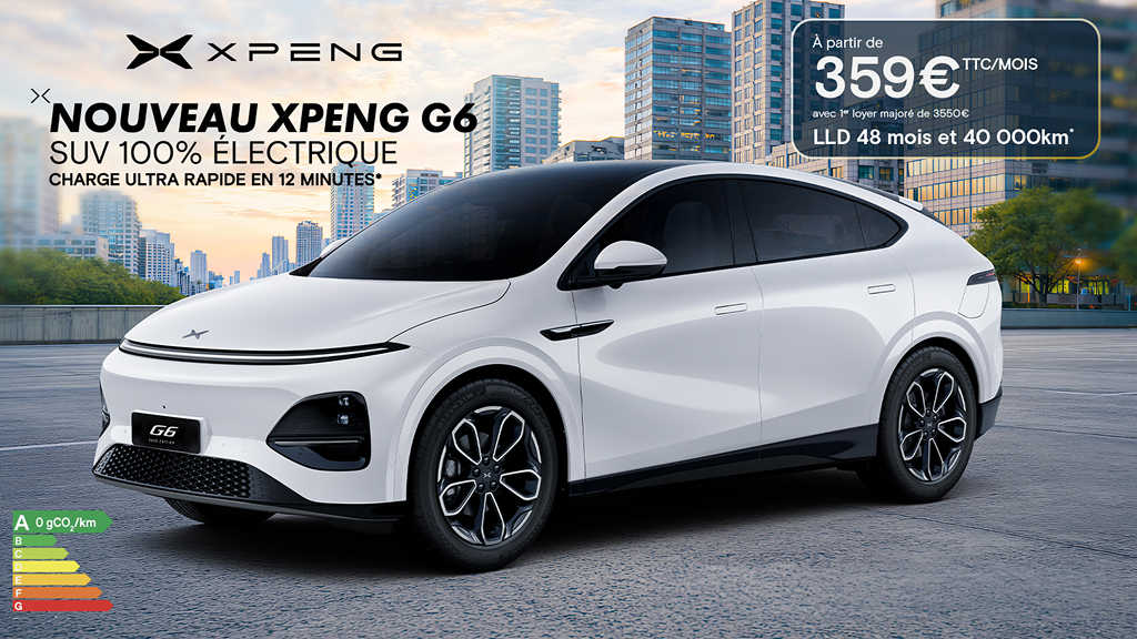 Nouveau XPENG G6 Autonomie Standard – LLD 48 mois à 359 €/mois