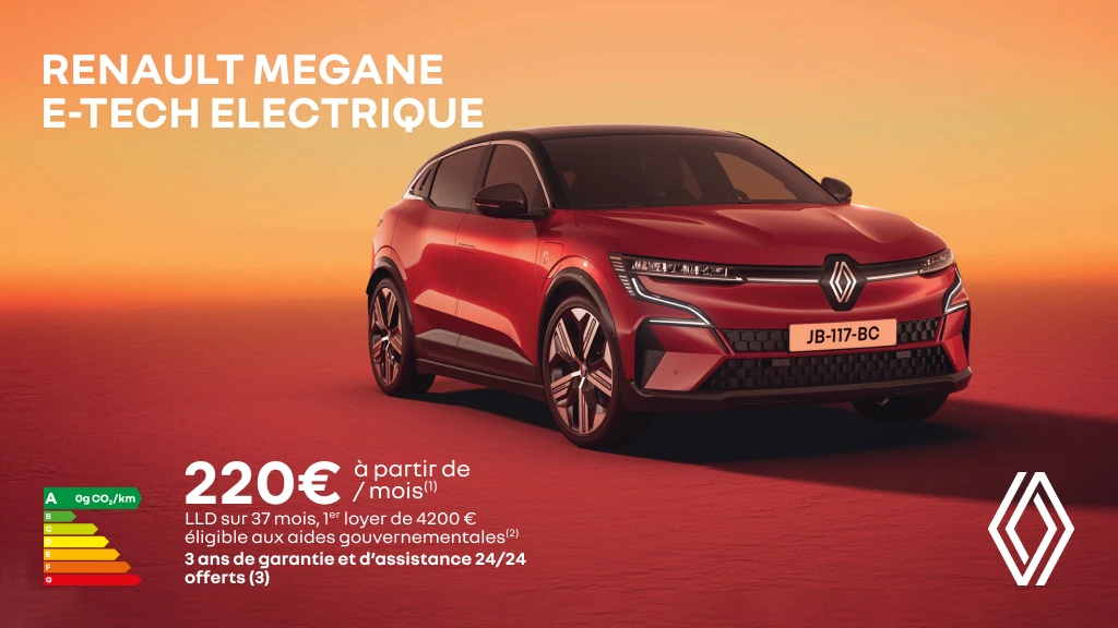 Mégane E-Tech 100% électrique dès 220€/mois 