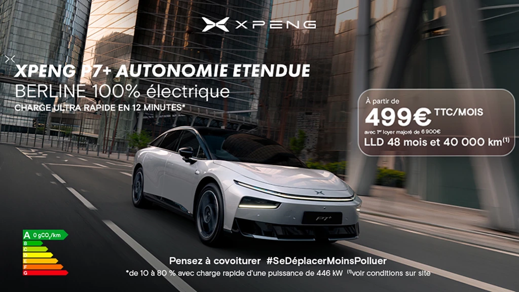 XPENG P7+ Autonomie Standard – LLD 48 mois à 499 €/mois