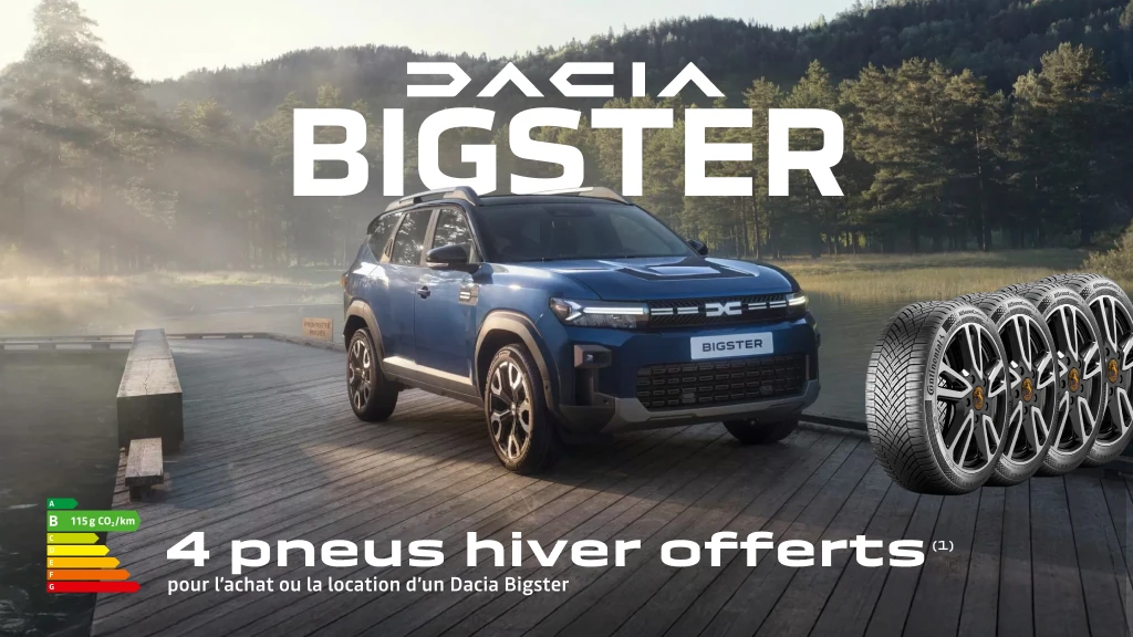 Dacia bigster : 4 pneus hiver offerts*