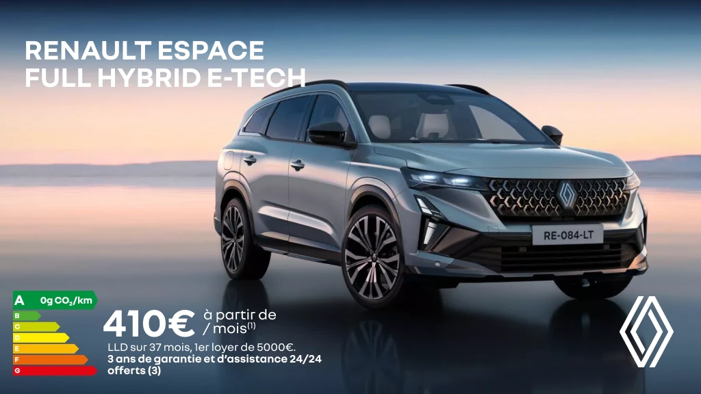 Renault Espace full hybrid E-Tech dès 410€/mois