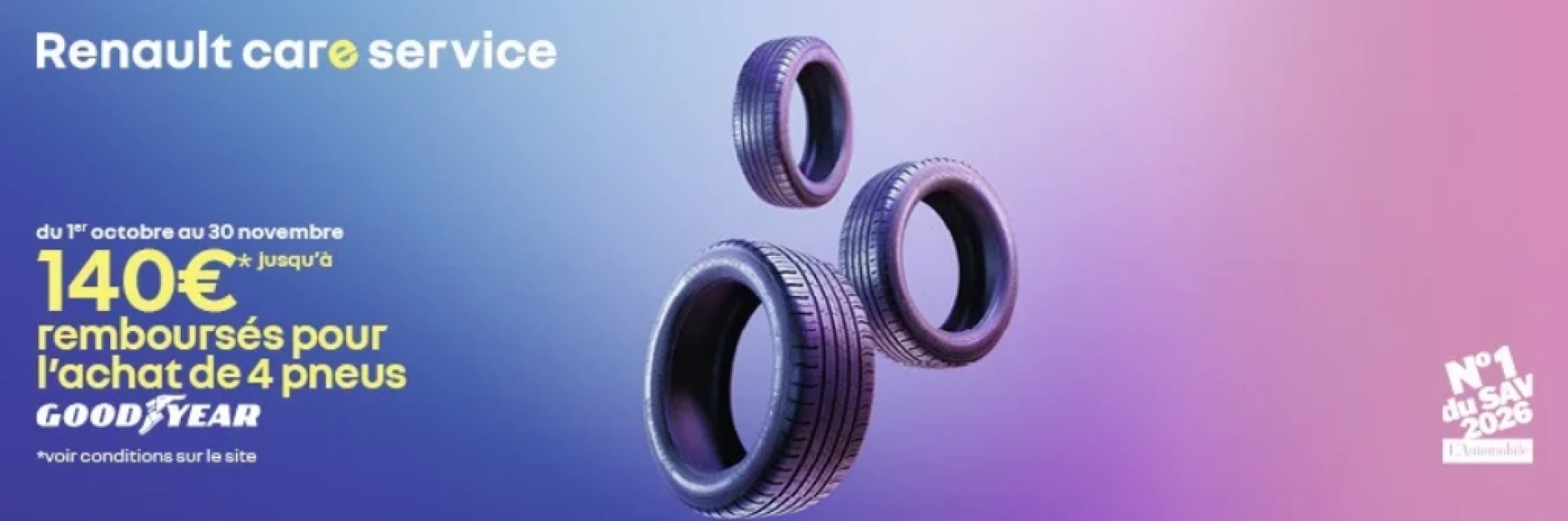 Jusqu'à 140€ remboursés pour l'achat de pneu Goodyear !  
