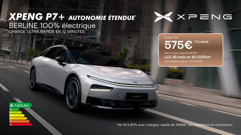 XPENG P7+ Autonomie Etendue – LLD 48 mois à 575 €/mois