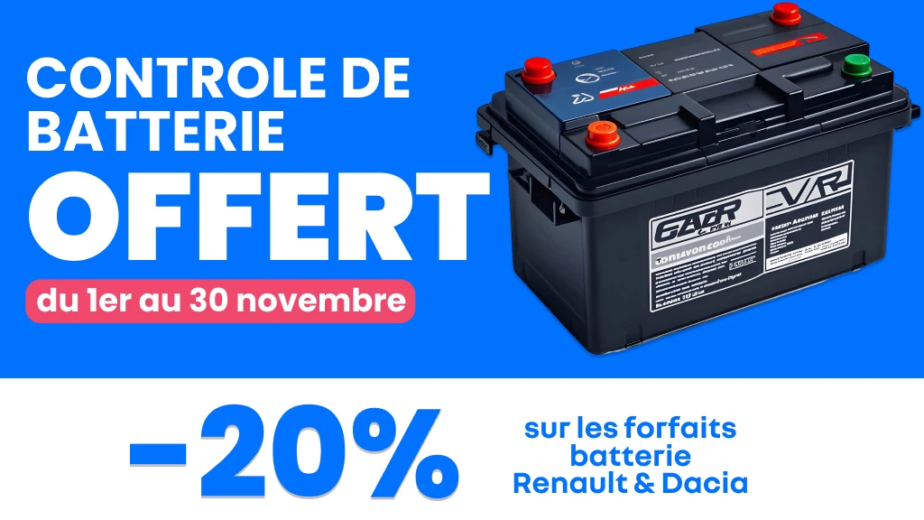 Contrôle de batterie offert jusqu'au 30 Novembre
