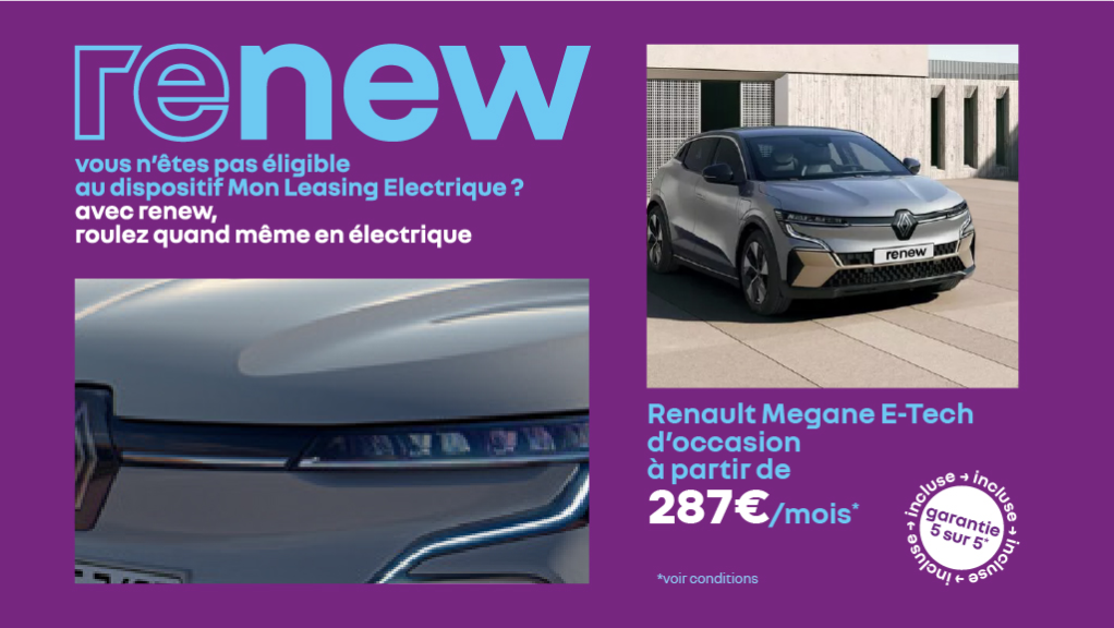 Renault Mégane E-Tech EV60 dès 287€/mois – Berline électrique moderne