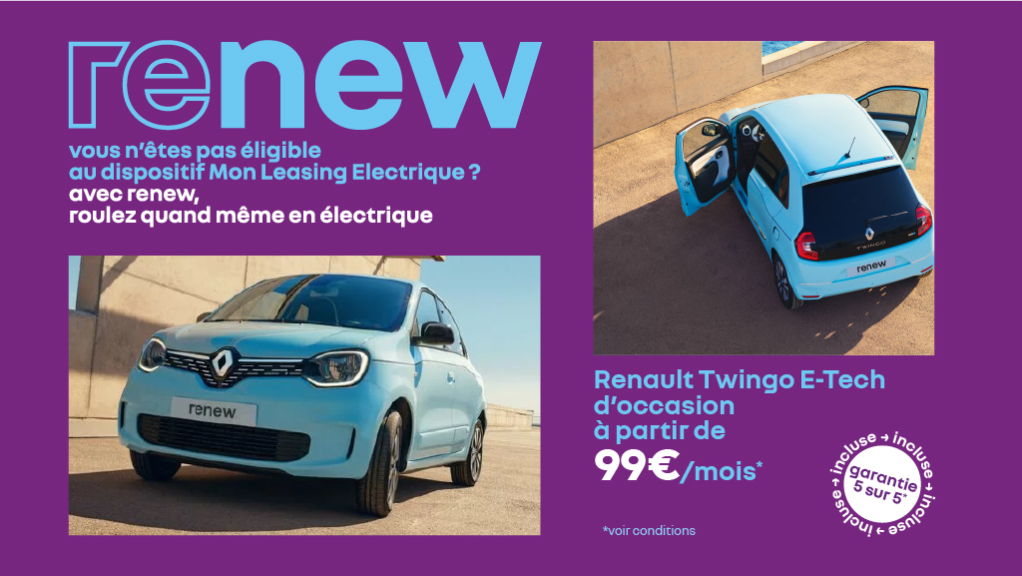 Renault Twingo E-Tech Life dès 99€/mois – Citadine électrique compacte