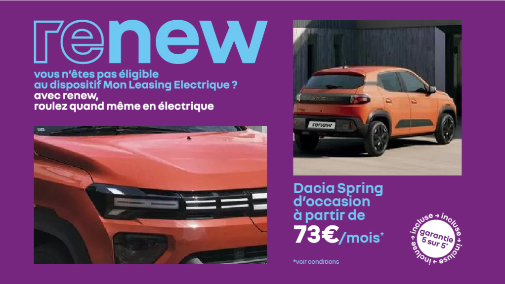 Dacia Spring d’occasion dès 73€/mois – Citadine électrique à prix mini