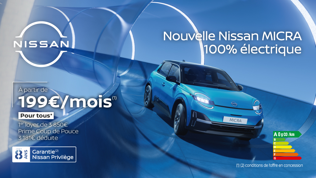 Nissan Micra 100% électrique dès 199€/mois – La citadine moderne, connectée et éco-responsable