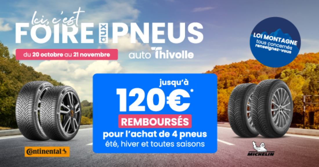 Michelin et Continental : jusqu'à 120€ remboursés pour l'achat de pneumatiques