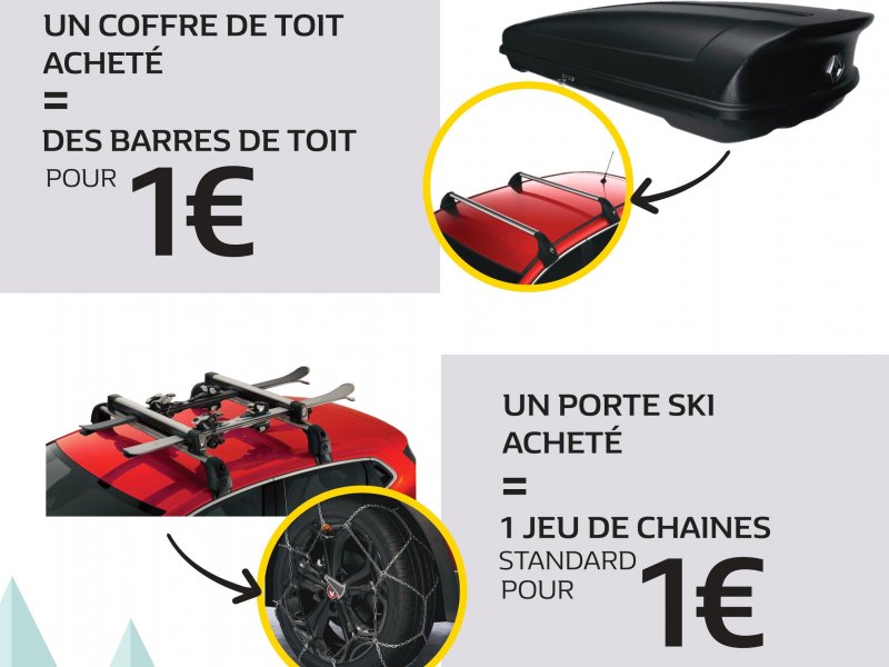 Promotion Renault sur les barres de toit et sur un jeu de chaines