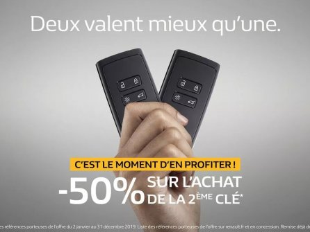 -50% sur l'achat de la 2ème clé*
