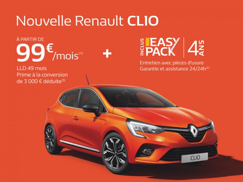 Nouvelle Renault Clio à partir de 99€/mois