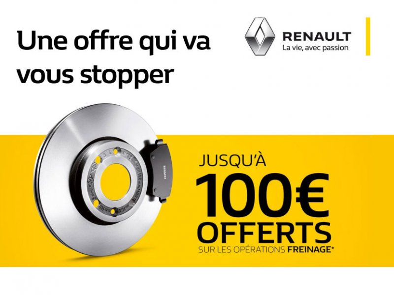 Jusqu’à 100€ offerts sur les opérations freinage