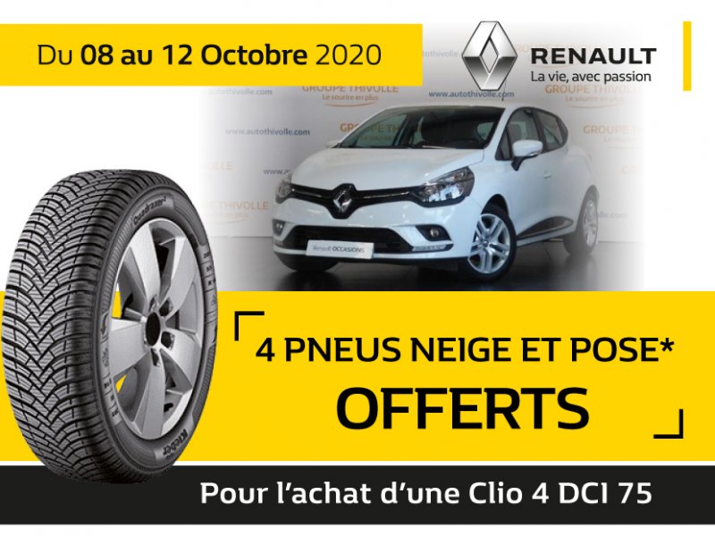 4 pneus neige et pose offerts pour l'achat d'une Clio 4