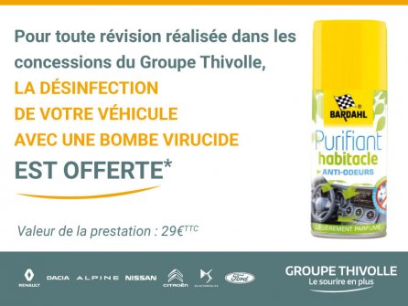 Désinfection de votre véhicule offerte !