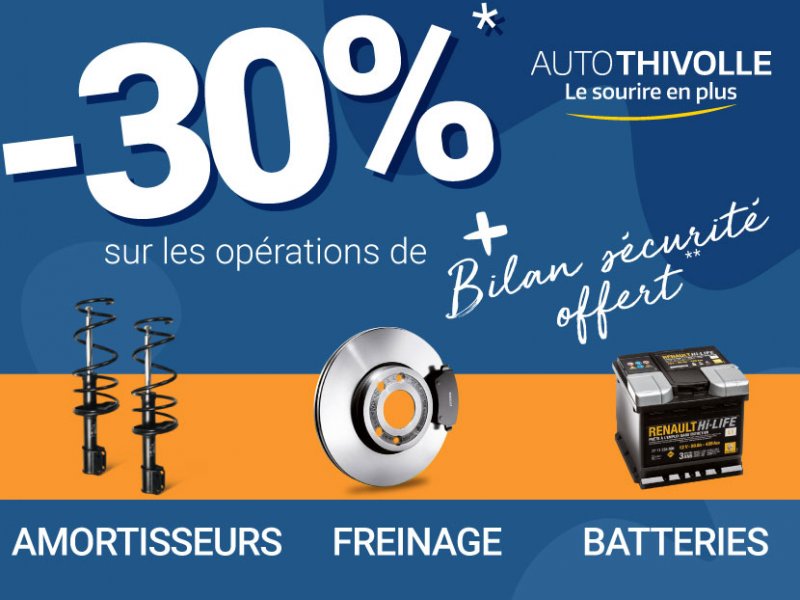 -30% sur Freinage, Amortisseurs et Batteries