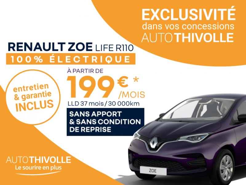 Renault ZOE Life R110 à partir de 199€/mois