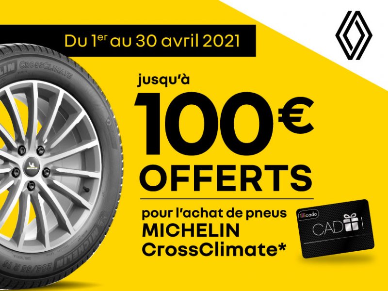 Jusqu'à 100€ OFFERTS pour l’achat de pneus MICHELIN CrossClimate
