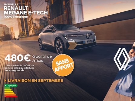 Nouvelle Renault Megane E-Tech 100% électrique