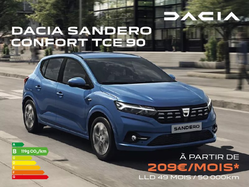 Dacia Sandero à partir de 209€/mois