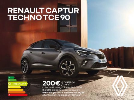Renault Captur Techno TCE90 à partir de 200€/mois