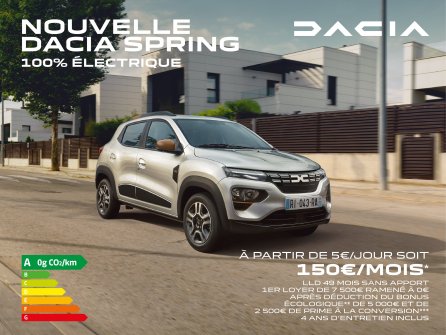 Nouvelle Dacia Spring 100% électrique à partir de 150€/mois