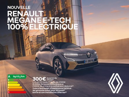 Renault Megane E-tech à partir de 300€/mois