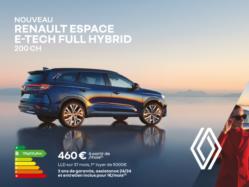 Renault Espace E-tech Full hybrid à partir de 460€/mois
