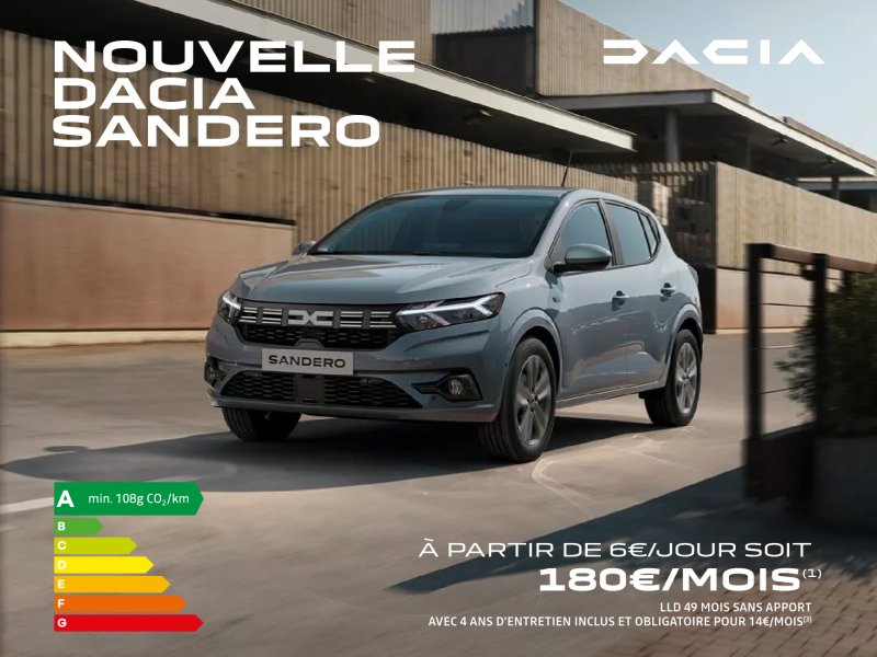 Nouvelle Dacia Sandero à partir de 180€/mois