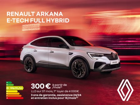 Renault Arkana E-Tech full hyrid à partir de 300€/mois