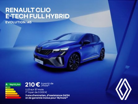 Renault Clio E-Tech full hybrid à partir de 210€/mois