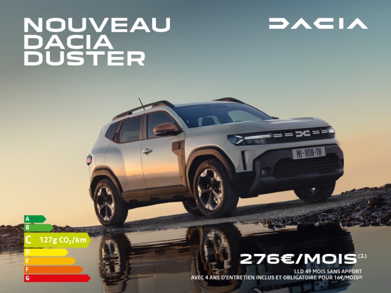 Nouveau Dacia Duster à partir de 276€/mois