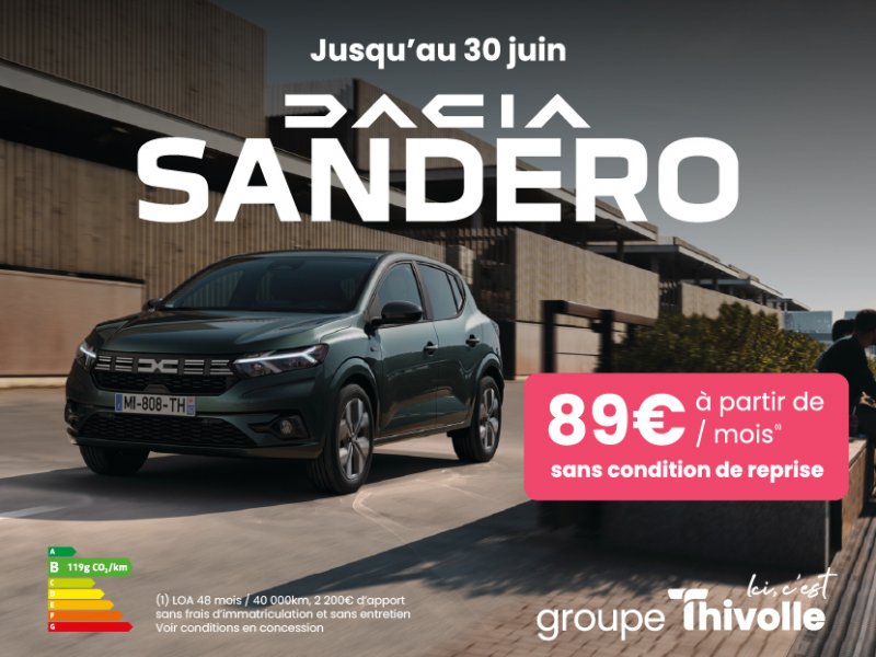 Dacia Sandero à partir de 89€/mois